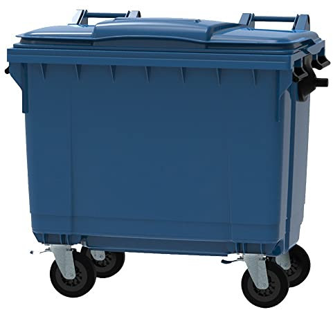 ESE Poubelle Conteneur à déchets 660L Bleu + Couvercle Bleu