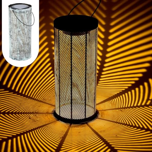 Skandinavische Solarlaterne Bamba handgemacht aus Metall in Grün 30 cm
