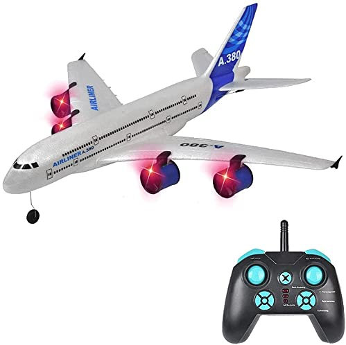 WOLWES Avion télécommandé à quatre moteurs modèle 787 A380, avion de passagers télécommandé électrique 2,4 G, jouet drone télécommandé, avion à voilure fixe à trois canaux, adapté aux cadeaux des débu