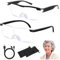 NZQXJXZ Lupenbrille mit Licht, 200% 160% Vergrößerungsbrille, USB wiederaufladbare LED beleuchtete Lupe, Anti-Blaulicht, Hände frei Kopf Lupe Brillen für Enge Arbeit, Hobbys, Lesen, Handwerk, 2 Pack
