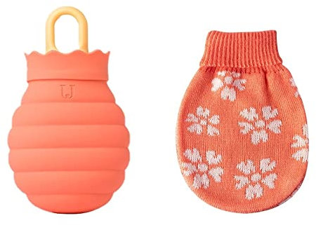 Hot Water Bags 1PC Silicone Hot Water Bag Microwave Living Winter Gel Hand Warm Bottle Sleeping Heat Tool Heating Silica Gel Bottles Knit Cover (Color : Orange) (Orange)
