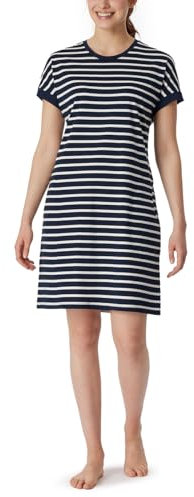 Schiesser Damen Nachthemd Kurzarm weiche Baumwolle Bigshirt mit Taschen - Nightwear, Nachtblau_181251, 48
