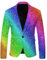 Pailletten Jacke Herren Glitzer Outfit Anzugjacke Sportlich Party Glitzer Anzug Pailletten Anzug Slim Fit Performance Kostüm Glitzer Blazer Smoking Jacket Lila L