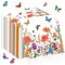 TOPJOWGA Serviette Papierserviette, 100 Stücke Servietten Blumen, Servietten Frühling Schmetterlinge, Servietten Blumenwiese, Blumenkranz Servietten Tischdekoration für Party Dekoration, 33x33cm