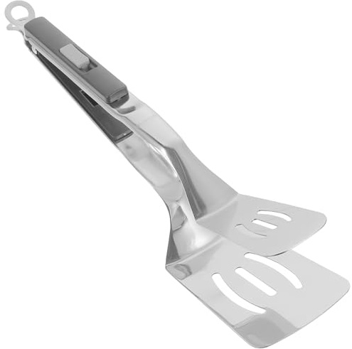 IMIKEYA Spachtelzange Edelstahl Grillklemme Spatel Flipper Doppelseitig Schaufel Clip Greifer Brot Gebratene Steakklemme Grillzange Beefsteakwender Flipper Grau