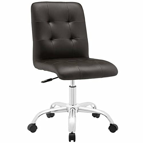Office Chair Faux Leather Mid Back Swivel Office Chair Brown Desk Chair Gaming Chair