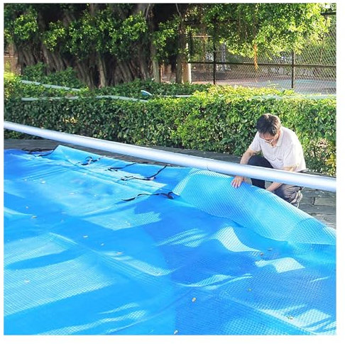 solarfolie pool solarplane pool Rechteckige Solarabdeckung Für Pools Solar-Poolabdeckungen Für Aufstellpools/ Unterflurpools, DIY Leichte Wasserdichte Wärmedämmfolie, Blue Bubble Guard ( Size : 6.5x8m