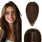 Elailite Hair Topper Echthaar #4 Mittelbraun 35cm Clip in Toupet Damen Extensions Haarteil Haartopper Basis 10x12cm