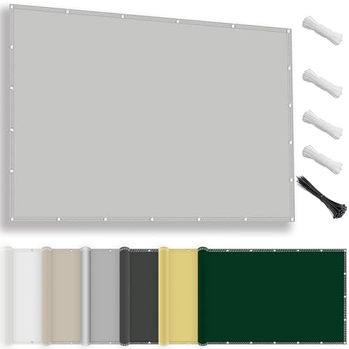 Sonnensegel wasserdicht rechteckig 3x4M, Sonnenschutz Terrasse UV-Schutz, wetterfest, ohne Bohren, 100% Polyester Schattierungsnetz mit Ösen und Seil für Pergola, Hellgrau