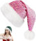 Pink Sequined Santa Hat Shiny Christmas Hat, Unisex Soft Plush Deluxe Xmas Santa Claus Hat, Velvet Comfy Santa hat for Santa Claus Fancy Dress, Christmas New Year Party, Xmas Tree Decorations Adults