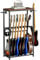 MAHANCRIS Support de Guitare, Stand Guitare à 2 Niveaux pour 7 Guitares, Idéal pour Entreposer Guitare Acoustique, Basse, Ukulélé, Tourne-Disque, Enveloppé de Mousse EVA, Marron et Noir AGSHR6701