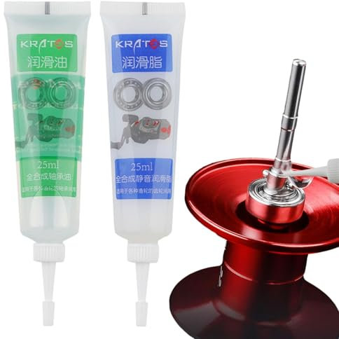 Tewzafiya Rollenfett und -öl | Rollenbutteröl und -fett 25 ml - 2-teiliges Rollenpflegeset, Angelzubehör sorgt für eine reibungslose und lang anhaltende Schmierung