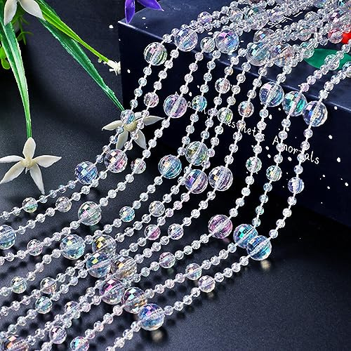 Blausky Perlenvorhang,Schillernde Kristall-Girlande,Acryl Perlen Rollen,Kristall Perlen Vorhänge Stränge,Kristallperlen Girland,für Zuhause Hotel Hochzeit Party Tür Fenster Dekoration,BuntA,23m