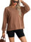 Milan Holiday Loose Pullover Sweatshirt Sweatshirt Women's Pullover Sweatshirt Side Split Long Sleeve Top Y2K Fashion Style Low Waist Design Brown