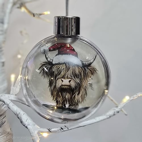 Highland Cow Christmas Bauble,Christmas Decoration, Christmas Ornament 80cm Round- Highland Cow Gift