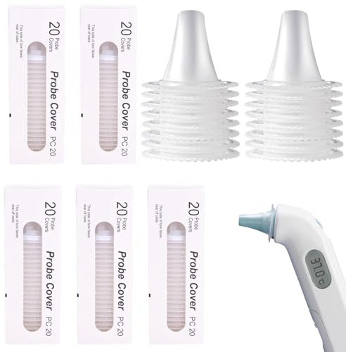 Braun 100 Stück Fieberthermometer Schutzkappen, Ohrthermometer Schutzkappen, Geeignet Für Braun- Und Andere Thermometertypen