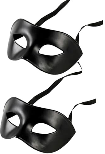 2 Masques de Venise pour Hommes - Masque de Mascarade Noir - Mardi Gras et Cosplay