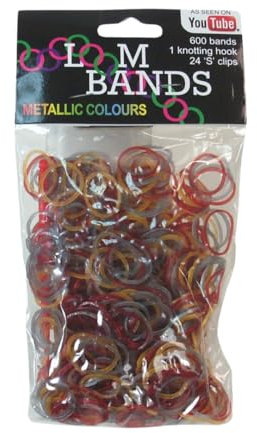 LND Gifts Loom Bands Kit, Replacement Loom Bands Refil 600 Bands in Metallic Colours Bronze, Silver and Gold with Knotting Hook, 24 S Clips for Loom Bands Loom Band Kit Bracelet Making Kit