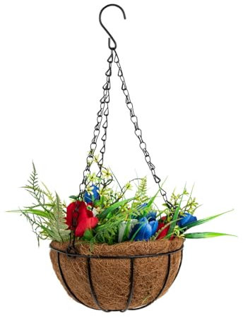 Kisangel Cesta Colgante De Flores Y Blanca Atractiva Y Natural para Colgar En La Pared Ideal para Decoración Navideña.