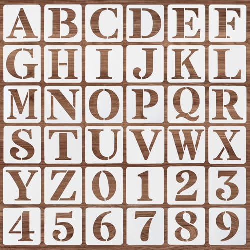 Ymapinc 4 Inch 36 Pcs Letter and Number Stencils, Reusable Plastic Alphabet Spray Paint Stencils for Painting on Wood Wall Canvas DIY Art Projects Craft Decoration