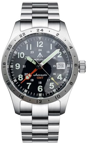 Burnside Steeldive Steelflier SF792, GMT, Schwarz, NH34, Saphir, Lume, 200 m Taucher, Tauchen, Schwarz , Armband