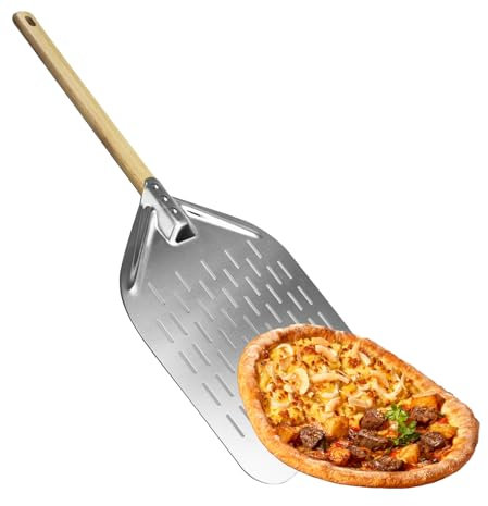 TAIANJI Pelle à pizza avec poignée en bois amovible, pelle à pizza en aluminium, parfaite pour les accessoires à pizza (70 x 30 cm)