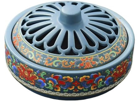 HAJHI Knoblauchtopf Emaille Keramisch Knoblauch Aufbewahrung 6 Zoll mit Deckel Atmungsaktiv Zwiebeltopf Arbeitsplatte für Gewürze(Blau)