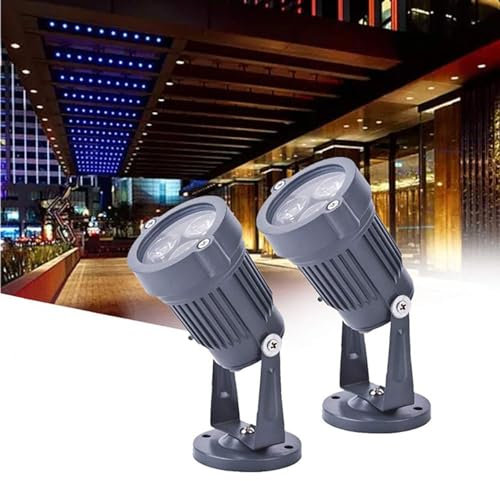 Projecteur à Faisceau LED 2 pièces - Projecteur Rond, projecteur extérieur 3 W/projecteur de Projection de Panneau publicitaire IP67 / éclairage paysager (Couleur :