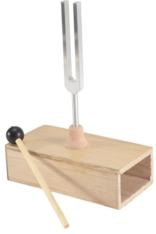 AWAOVV 432 Hz Tuning Fork Silver&Wood Color Wood+Aluminum Alloy for Sound Healing,Tuning Fork Resonance Teaching, Hearing Tests, Meditation with Resonance Box