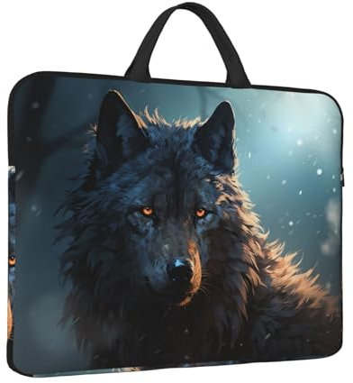 Housse antichoc pour ordinateur portable de 14 pouces avec poignée Motif loup fantaisie