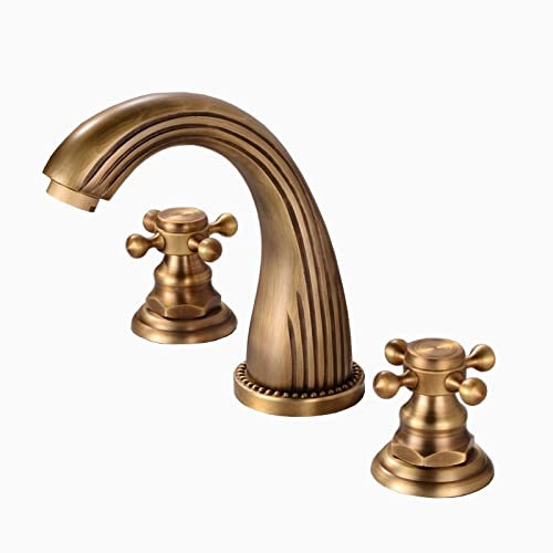 Rubinetto Compatibile Con Lavandino Del Bagno 3 Pezzi, Rubinetto Per Lavandino Del Bagno In Ottone Da 8 Pollici, Rubinetto Per Bagno A Tre Fori, Rubinetti Per Bagno In Ottone Anticato Compatibili Con