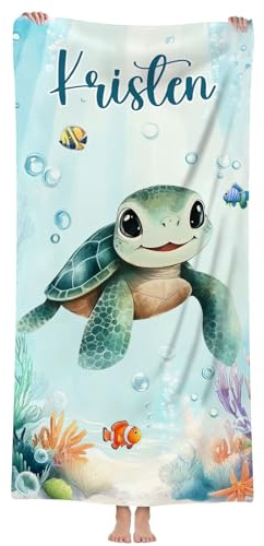 MJARTORIA Personalisiert Strandtuch Microfaser Badetuch mit Namen Kinder Damen, Beach Towel Handtuch Badetuch Stranddecke Schnelltrocknend für Reise Schwimmen Sauna Yoga Fitness 76x152cm Mikrofaser