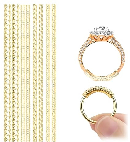 Ring Size Adjuster for Loose Rings, 4 Sizes Gold Silicone Ring Sizers, 8Pcs | Transparent Silicone, Non-Slip Grip, Invisible Wear, Comfortable Fit, Suitable for Loose Rings