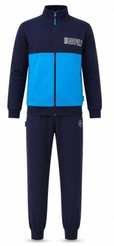 dolcecasabiancheria Napoli Tuta compatibile tuta uomo lungo in cotone felpato invernale con cerniera SSC CALCIO NAPOLI 1165 52/XL azzurro/blu