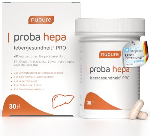 Nupure ProbaHepa Leber Komplex Kapseln – 5-in-1 Formel für Leberfunktion & Stoffwechsel mit Cholin, Mariendistel, Artischocke, Hericium & Lactobacillus