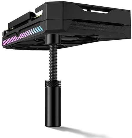 JPudinor Magnetische GPU-Stützhalterung – Schwarz M (50–80 mm), Verstellbarer Anti-Durchhang-Grafikkartenhalter mit Silikonauflagen, Metallständer für GPUs