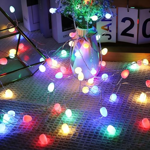 LED Lichterkette 3M 40 LEDs Batterie Lichterketten mit Timer Farbenfroh | Kleine Eiform Lichterketten für Hochzeit, Party, Weihnachten, Balkon Deko, Camping