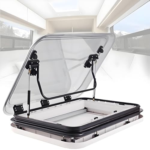 ByBoDi Dachfenster für Wohnwagen und Wohnmobile mit LED-Beleuchtung, Ausschnitt 500/700/800 x 500 mm, großes LED-Dachfenster für Wohnwagen und Wohnmobile, außenliegendes LED-Dachfenster 27.6x19.7Inch