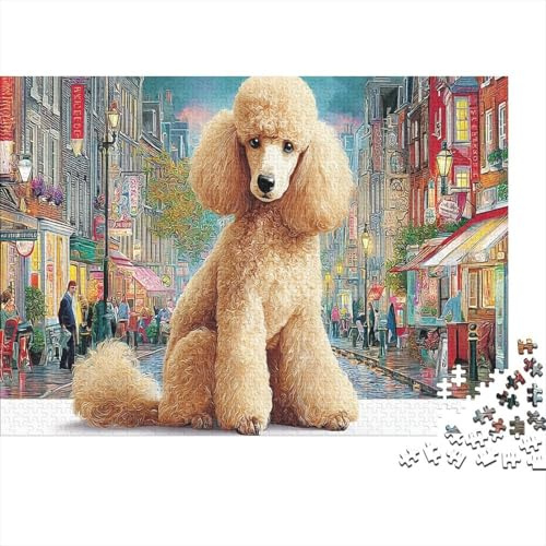 Pudel 1000 Teile Puzzle Für Hobbyisten, Stabiler Pappkarton,Brown Pudel Sunny City Street Wanddekoration, Frühlingsfestgeschenk, Gehirnspiel-Puzzle70x50cm/1000pcs