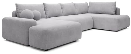 Vente-unique - Schlafsofa 8 Daviso - Polyester - hellgrau