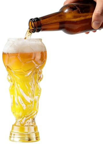 wokdsbl Fußball Bierglas 550ml Bierkrug Pokal Glas für WM Party Fußball WM Fanartikel Bier Glas für Bar Grill Party