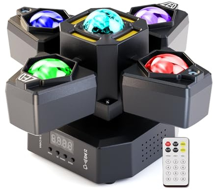 120W Mini Moving Head Licht Bühnenlicht mit Fernsteuerung,LED RGBW Partylicht mit 4 Lichtarmen Beam Strobe Effect,DMX512,Discolicht für DJ Bar Geburtstag Disco Hochzeit Scheinwerfer Festival,1PCS