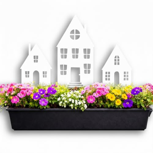 Anwicar Gartenstecker Gartendeko Weiß 25x45x1,5 cm | Wetterfeste Gartendeko aus Metall für Garten, Balkon und Terrasse