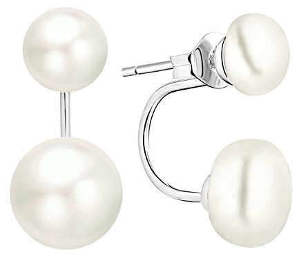 YL Damen Doppel Perlenohrringe 25 Sterling Silber Doppelte Perlen Ohrring Perle Vorne Hinten Süßwasser Zuchtperlen 7MM/9MM Ohrstecker