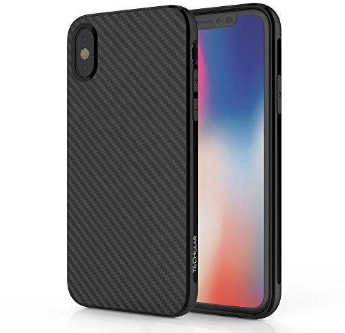 TECHGEAR CarbonFi Case Compatible with iPhone XS/X - Flexible, Shockproof, Slim Fit, Soft TPU Protective Shell Cover with Carbon Fibre Design Compatible with Apple iPhone X & XS
