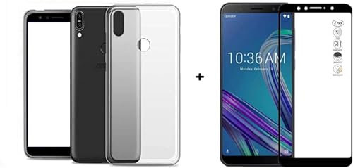 compatibile con ASUS ZENFONE MAX PRO (M1) ZB602KL ZB601KL (5.99) X00TD Custodia COVER protezione flessibile soft slim GEL silicone TPU trasparente + PELLICOLA VETRO TEMPERATO FULL SCREEN cornice NERO