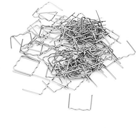 Keenso 100pcs 0.8mm Grapas calientes Soldaduras Grapas, Reparación de parachoques automotriz para automóviles Carrocería precortada Kit de herramientas(S Style 100pcs)