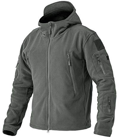 EKLENTSON Herren Winterjacke Fleecepullover Jacke Outdoorjacke Full Zip Windbreaker Polyester, (Dunkelgrau, L)