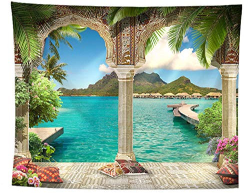 izielad Säule des Palastes blüht See Baum Gebirgswandbehang Tapisserie für Schlafzimmer Wohnzimmer Schlafsaal 73X95CM 28.7X37.4IN