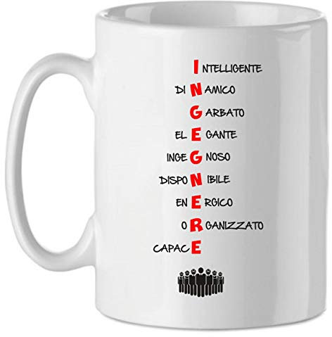 Puzzletee Tazza divertenti mestieri anagramma ingegnere - aggettivi simpatici - idea regalo